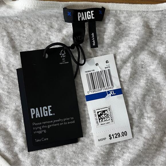 Paige Giulia Eyelet Flutter Sleeve Linen top white - XL - Picture 11 of 12